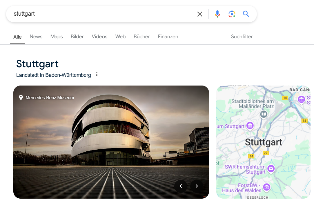 Final result: Navbar in Google search displays a "Maps" tab again!